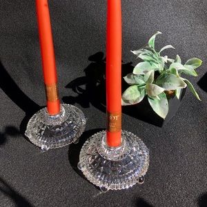 VINTAGE ANCHOR HOCKING STARS AND BARS CANDLESTICK  HOLDERS